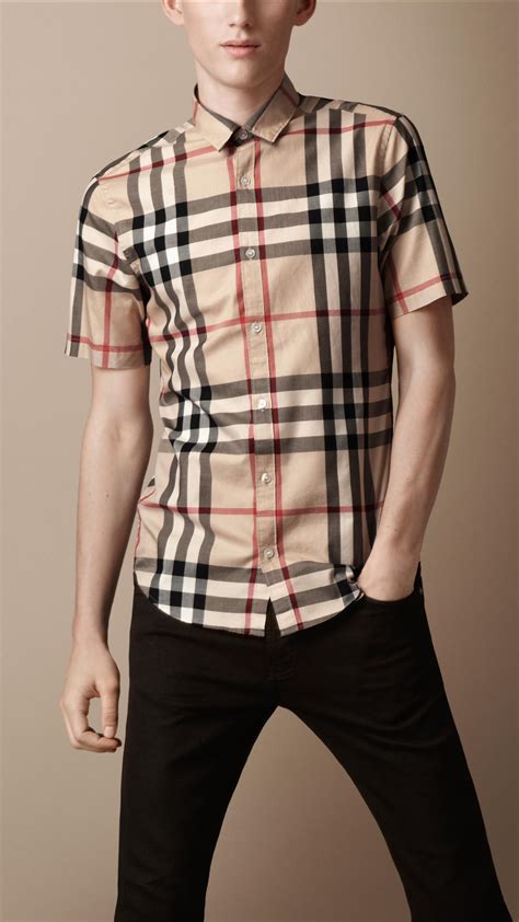 burberry brit check cuff sleeve cotton blend shirt|Relaxed Fit Check Cotton Shirt in Husk .